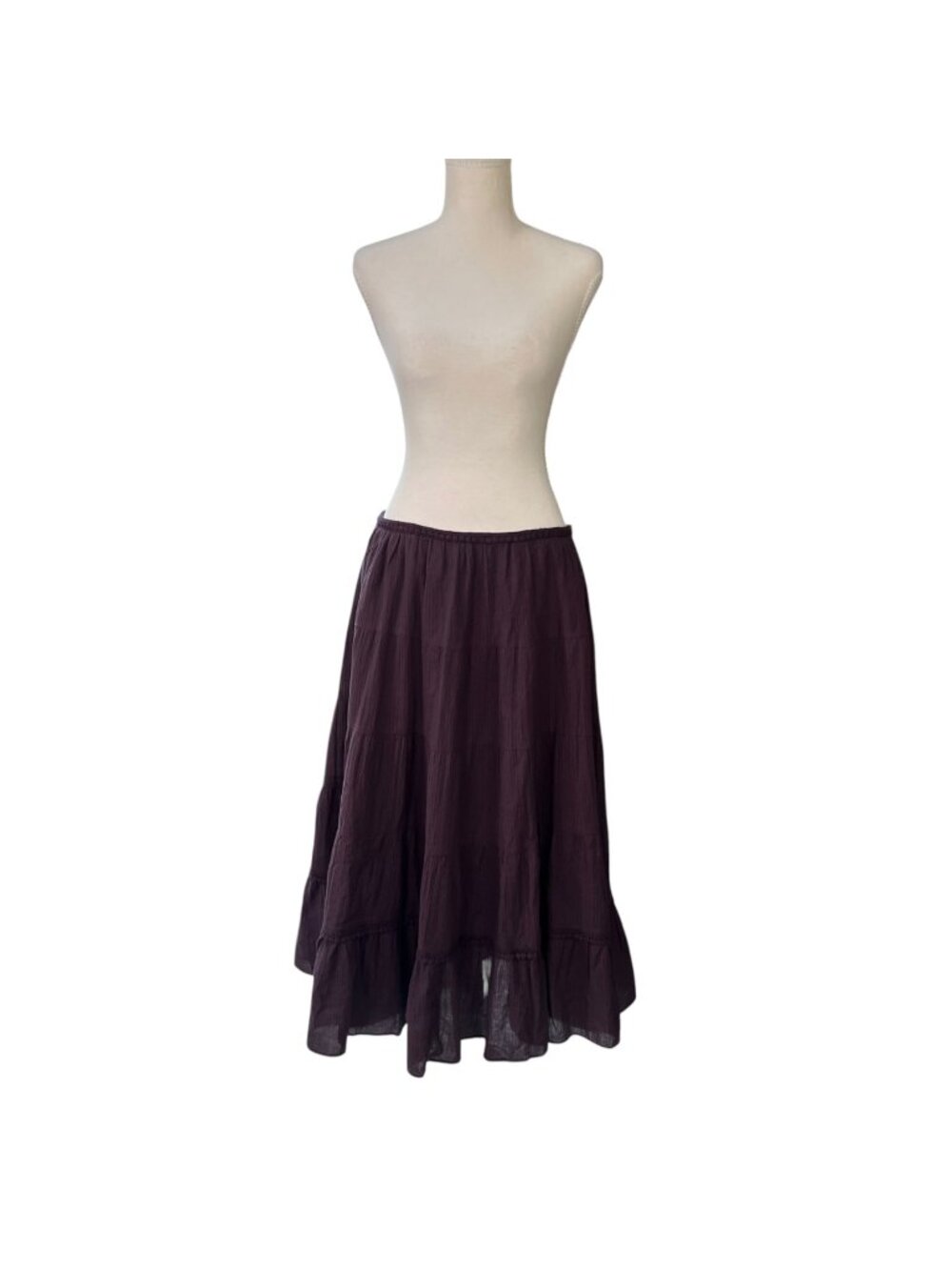 Free People Boho Tiered Maxi Skirt With Pockets Deep Plum Size M